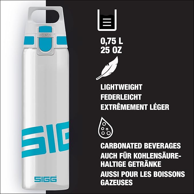 SIGG - Tritan Renew Transparent Water Bottle - Total Clear ONE MyPlanet - For Carbonated Beverages - Dishwasher Safe - With Fruit Strainer - Leakproof & Lightweight - BPA Free - 17 Oz / 25 Oz / 51 Oz