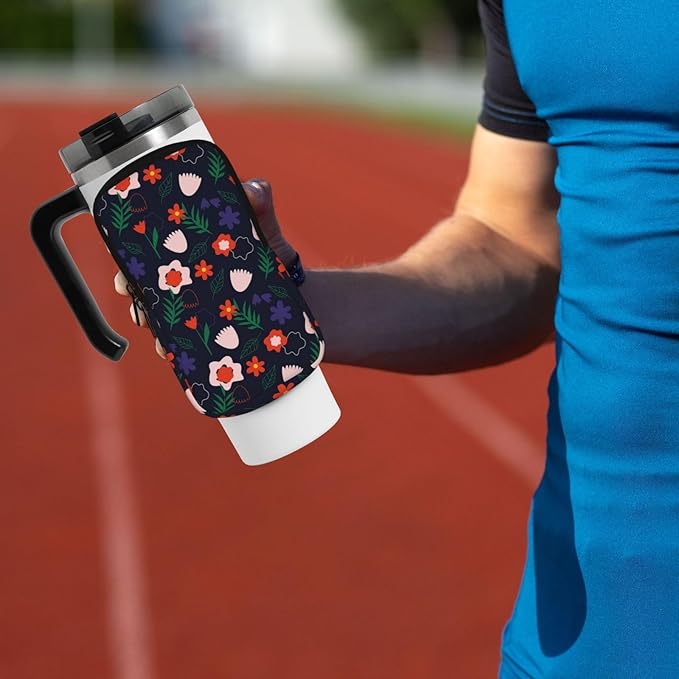 Water Bottle Pouch for Stanley Cup 40oz 30oz,Personalized Gym Purse for Men Women, Tumbler Pouch with Versatile Pocket Water Bottle Bag for Cards, Keys, Phone Botanical Leaf