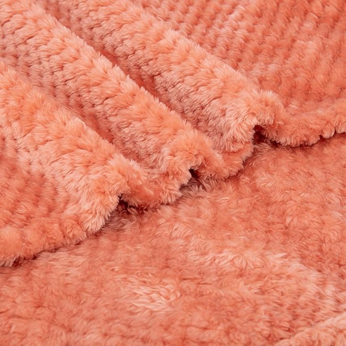 Fuzzy Throw Blanket, Plush Fleece Blankets for Adults, Toddler, Boys and Girls, Warm Soft Blankets and Throws for Bed, Couch, Sofa, Travel and Outdoor, Camping (Throw(50"x70"), L-Grapefruit)