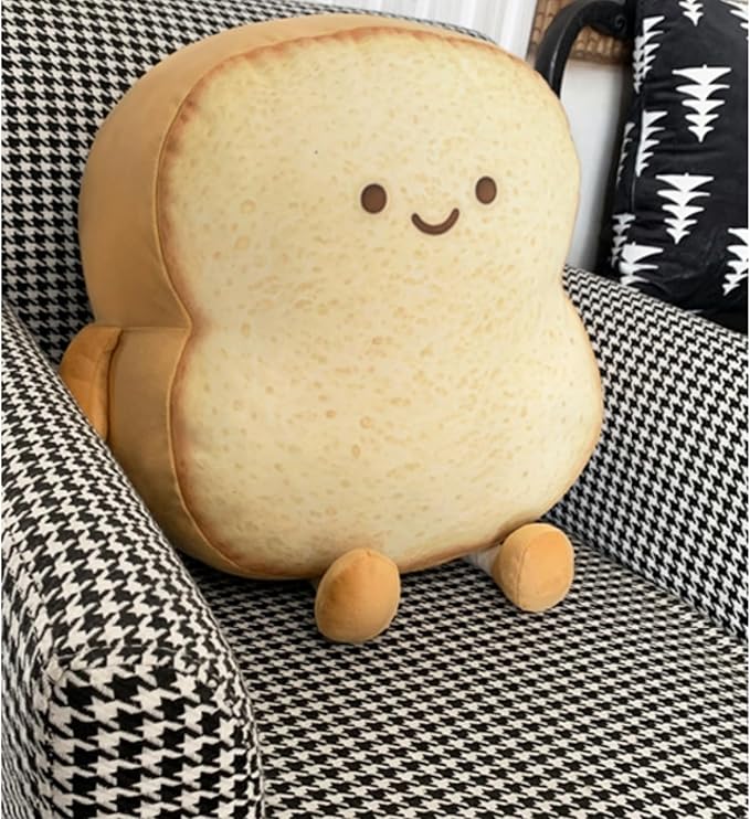 Toast Bread Plush Pillow Toy Bread Doll Funny Cute Food Plushies Stuffed Animal Soft Birthday Party Xmas Gifts 12in (Toast Bread, OneSize)