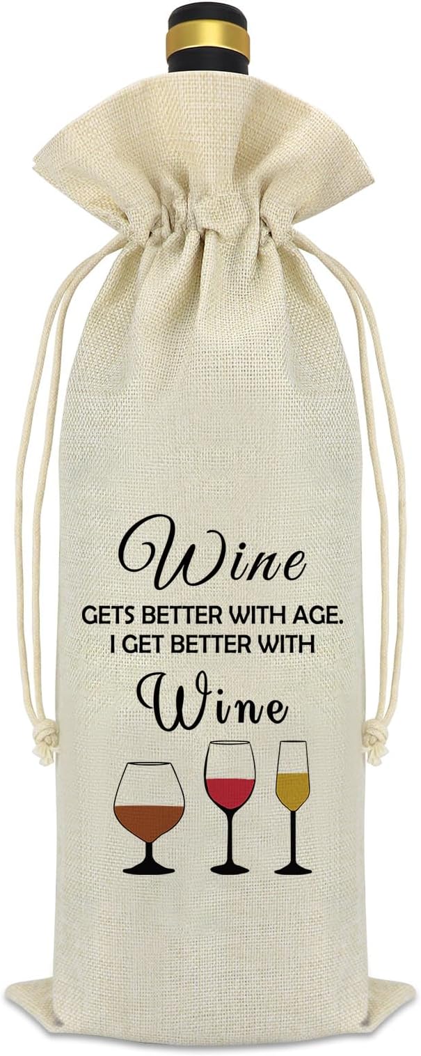 Wine Gift for Wine Lover Wine Bag Birthday Gift for Women Men Wine Lover Gifts for Her Best Friends Friendship Gifts Coworker Boss Leader Gift Funny Wine Themed Gifts Housewarming Gift Wine Bottle Bag