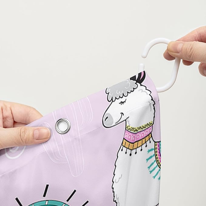 AILONEN Cool Llama Shower Curtain,Purple Desert Cactus Llama Bath Curtain,Polyester Water for Bathroom with 12 Plastic Hooks,60" W*72" H Purple