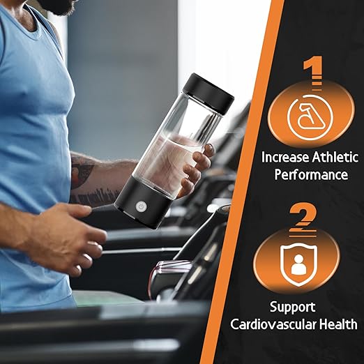 Hydrogen Water Bottle Generator, Portable Rechargeable aquahealth Hydrogen Water, Hydrogen Water Ionizer Machine, with SPE/PEM Technology, for Home Office Travel Fitness Drinking (Black)