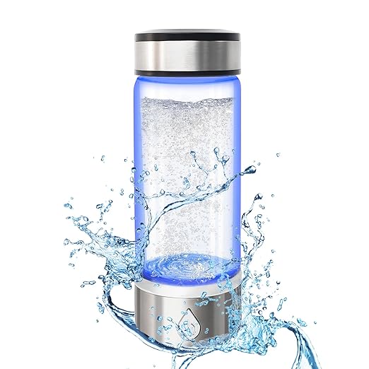 Hydrogen Water Bottle, Portable Hydrogen Water Bottle Generator, Rechargeable Water Ionizer Machine, 3 Minutes Water Quality Enhancement Health Water Bottle for Home Travel Sports Office (Silver)