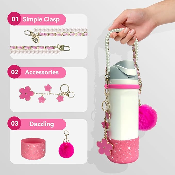 Water Bottle Handle Strap Compatible for Owala Accessories Compatible for Owala Boot Compatible for Owala Charms- Convenient, Stylish & Durable Hydration Solution for On-the-Go 24oz 32oz