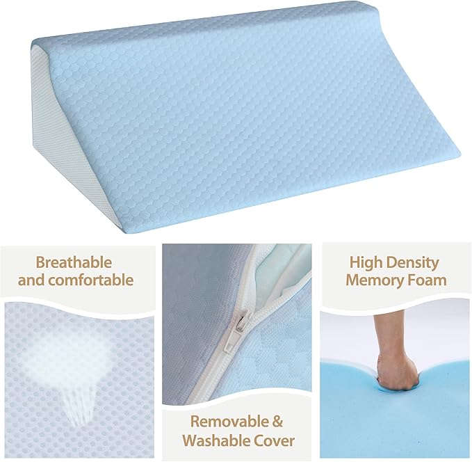 Wedge Pillow for Side Sleeping, Memory Foam Back Pillow Positioners for Side Sleeper, Preventing Bedsores, After Surgery, Pregnancy Support, Ankle Support, Bed Wedge Pillow