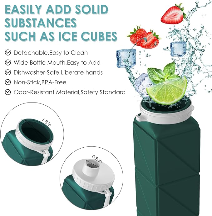 SPECIAL MADE Collapsible Water Bottles Cups Leakproof Valve Reusable BPA Free Silicone Foldable Travel Water Bottle Cup for Gym Camping Hiking Travel Sports Lightweight Durable