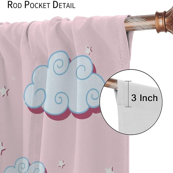 Unicorn Curtains Children's Cartoon Starry Sky Theme Unicorn Pattern Curtains Star Galaxy Boys Girls Room Blackout Curtains 42x45 Inch 2 Panels