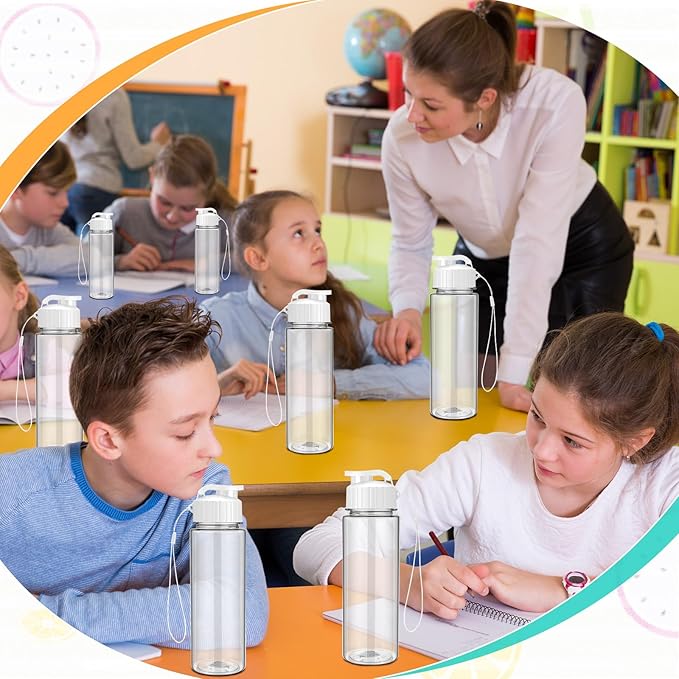 Mifoci 20 Pieces Water Bottle Bulk Plastic Water Bottles Bulk Gym Sports Adults Reusable Large Water Bottles with Leak Proof Flip Top for Party Outdoor(17 oz,White)