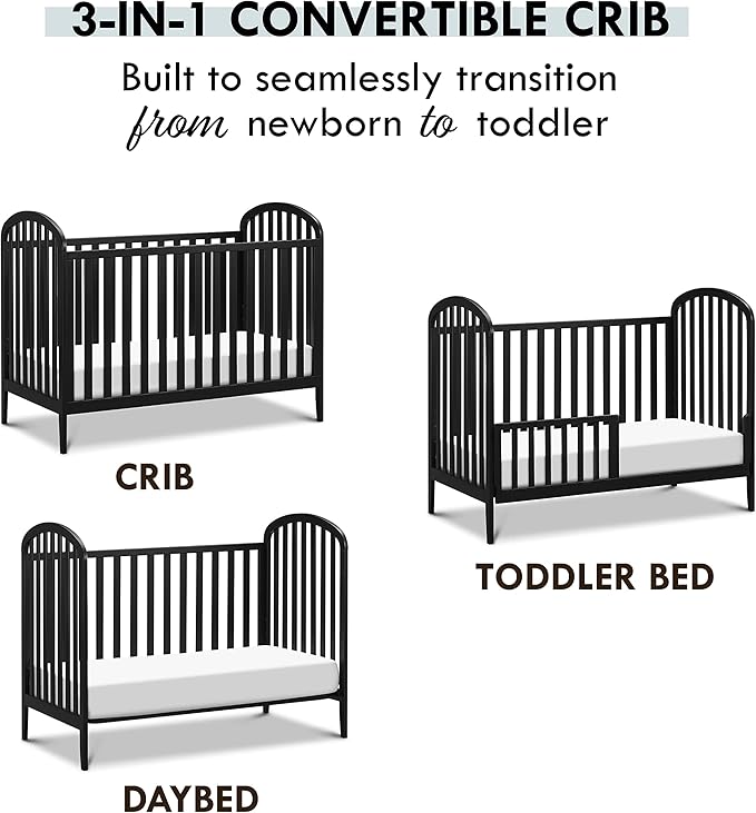 DaVinci Beau 3-in-1 Convertible Crib in Ebony, Greenguard Gold Certified