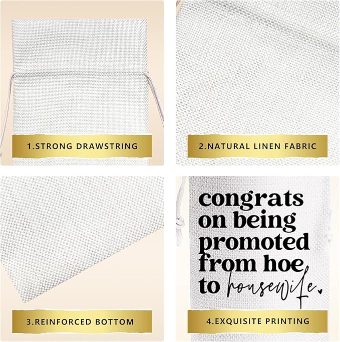 Congrats on Being Promoted from Hoe to Housewife Mr and Mrs Wedding Gift Engagement Gift Bag For Couples bride Newly Engaged Gift Wine Tote Bridal Shower Gift