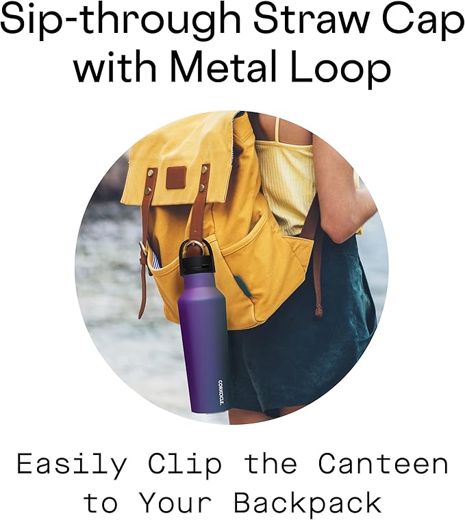 Corkcicle Sport Canteen Insulated Tumbler, Multicolor, 20 oz – Reusable Water Bottle Keeps Beverages Cold for 25 Hours & Hot 12 Hours – Cupholder Friendly Tumbler with Screw-On Cap