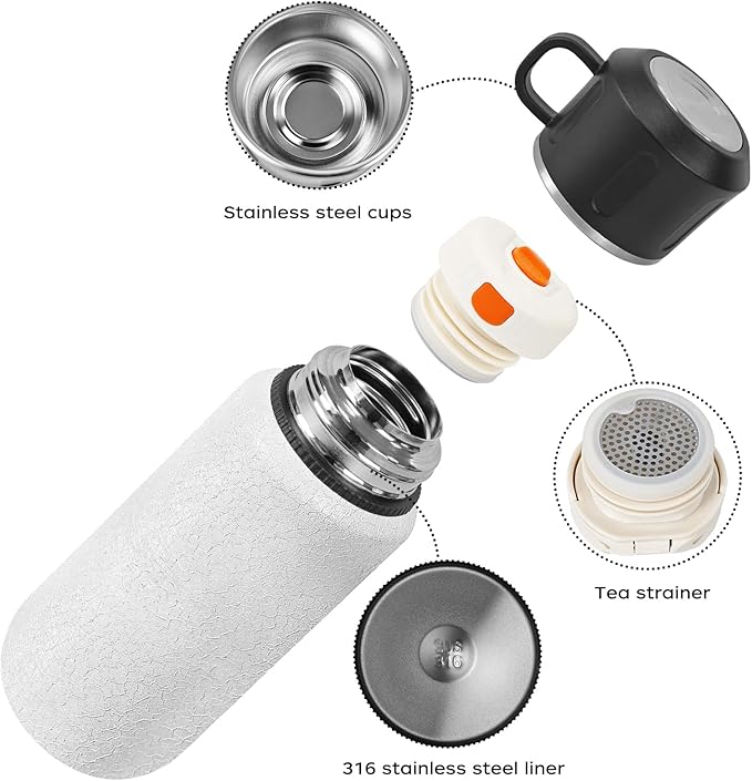 Insulated Stainless Steel Water Bottle, 27oz/800ml Sports Water bottles with Double Walled and Vacuum Insulated Metal for Travel, School, and Gym (White)