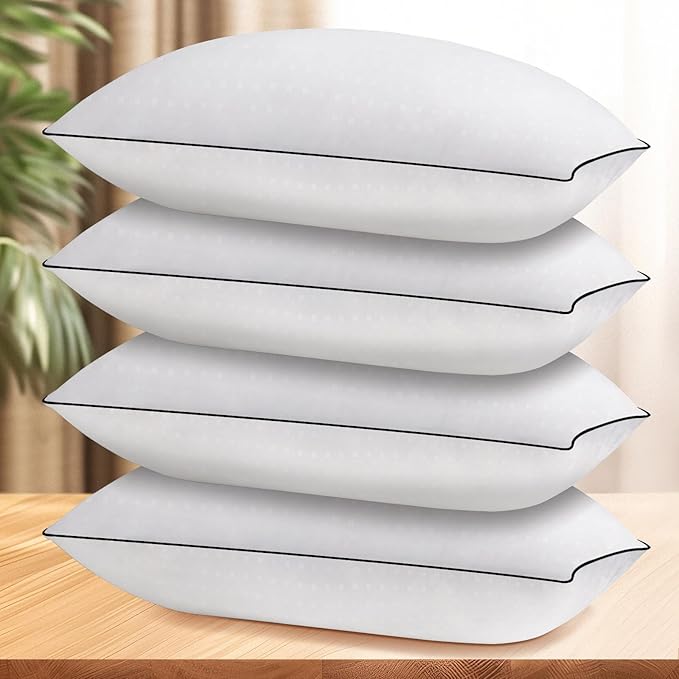 Wansimoo Bed Pillows for Sleeping Queen Size Set of 4,Comfortable Hotel Cooling Pillows 4 Pack, Soft & Support Pillows for Back, Stomach or Side Sleepers