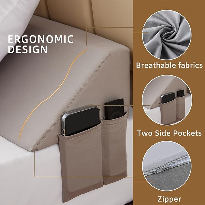 King Bed Wedge Pillow for Headboard, Foam Headboard Pillow, Bed Gap Filler, Mattress Wedge, Mattress Gap Filler King - Fill The Gap (0-7") Between Headboard and Mattress (Gray, 76"x10"x6")