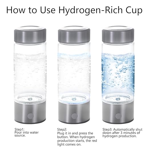 Hydrogen Water Bottle, Portable Hydrogen Water Bottle Generator with SPE PEM Technology Water Ionizer, 420ml Hydrogen Water Machine Improve Water Quality in 3 Minutes for Fathers Day Gift