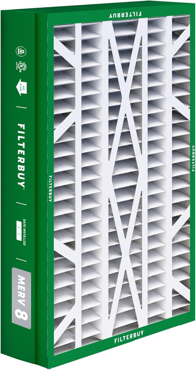 Filterbuy 14.5x27x5 Air Filter MERV 8 Dust Defense (2-Pack), Pleated HVAC AC Furnace Air Filters for Trane, American Standard, Honeywell, and Accumulair (Actual Size: 14.06 x 26.13 x 4.97 Inches)
