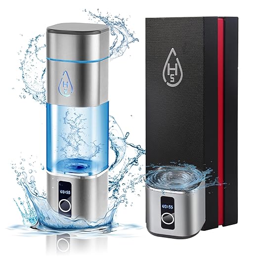 6000PPB Hydrogen Water Bottle, 3-in-1 Multifunctional, 2 Modes Rechargeable Portable Hydrogen Water Bottle Generator, LED Display, Water Ionizer Machine with SPE PEM for Office, Drinking,Gifting