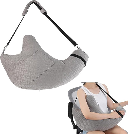 Shoulder Surgery Pillow, Rotator Cuff Pillow for Side Sleeper, Shoulder Pain Relief Removable with Shoulder Strap Support Arm Pillow for Side Sleep and Post Surgery (Light Grey)