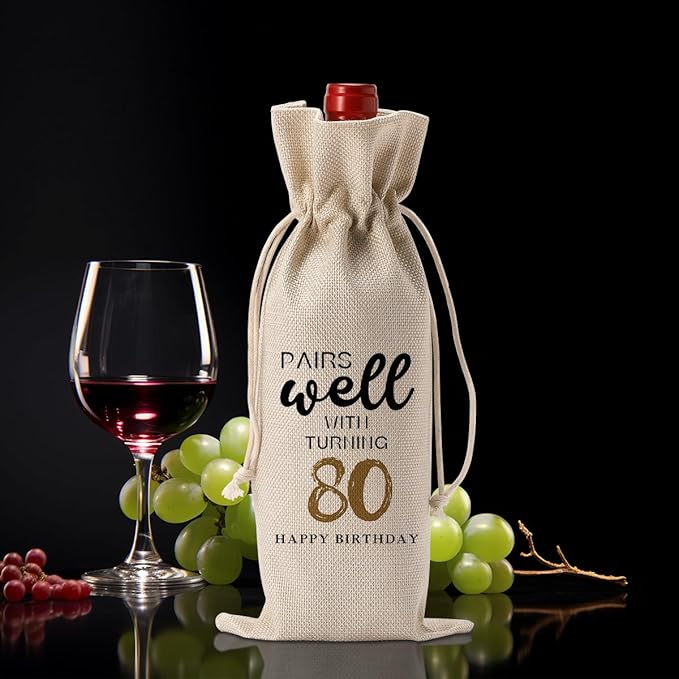 80th Birthday Gifts for Women Men Wine Gifts Birthday Gifts for 80 Year Olds Wine Accessories Happy Anniversary 80 Year Old Party Decorations Wine Bag Wine Gift Bag Wine Bags for Wine Bottles Gifts