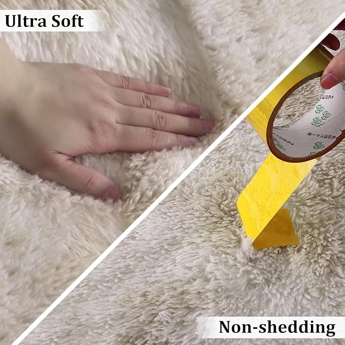 Extra Large 9x12 Fluffy Shaggy Area Rug for Living Room Indoor Modern Plush Faux Fur Carpet for Bedroom Soft Thick Throw Rug for Nursery Non Slip Fuzzy Rug for Home Decor,Tie Dye Light Taupe