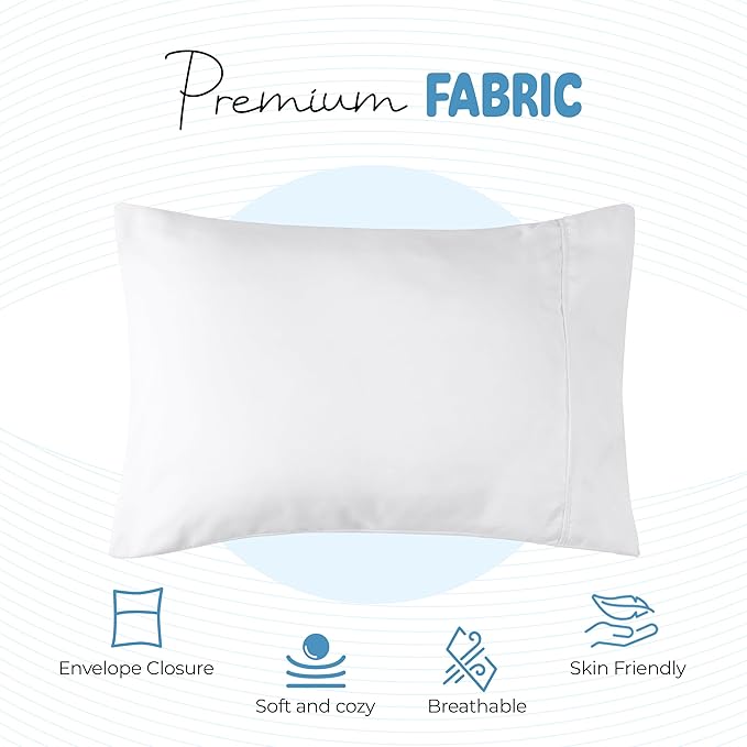 Utopia Bedding Toddler Pillow Cases - 2 Pack - Envelope Closure - Soft Brushed Microfiber Fabric - Shrinkage and Fade Resistant Pillow Covers 14 X 20 Inches (Toddler, White)