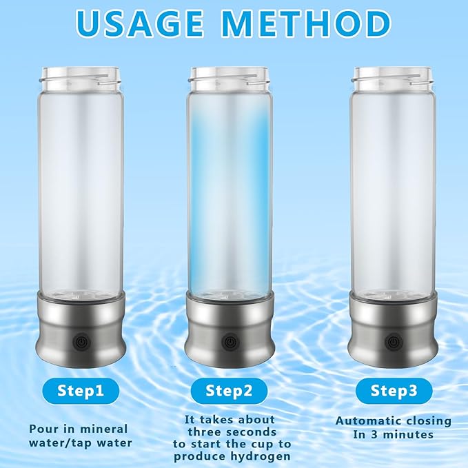 Hydrogen Water Bottle,2024SPE/PEM Technology Hydrogen-Rich Water Bottle Hydrogen Concentration(+1300ppb),460ml Rechargeable/Portable Hydrogen Water Machine for Office/Daily/Travel /Gifts for Women&Men