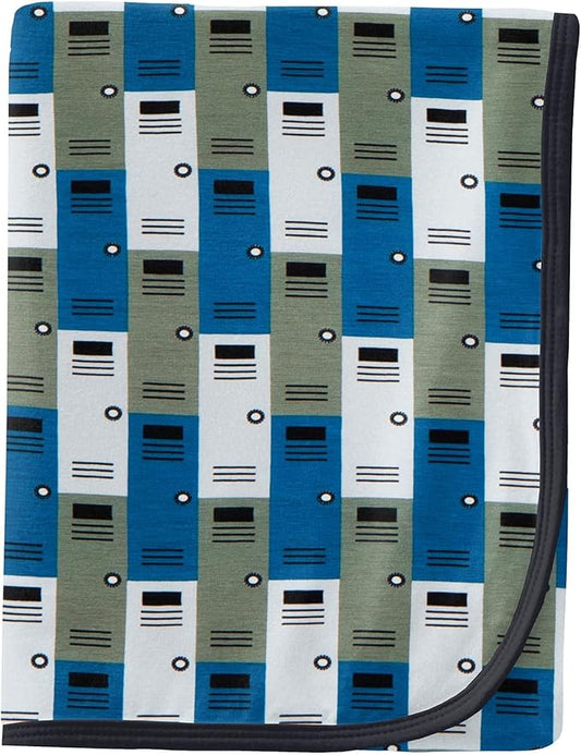 KicKee Pants Print Swaddle Blankets, Made from Viscose from Bamboo Fabric Making it a Silky Soft Baby Blanket, 40” x 29” (Locker Room - One Size)