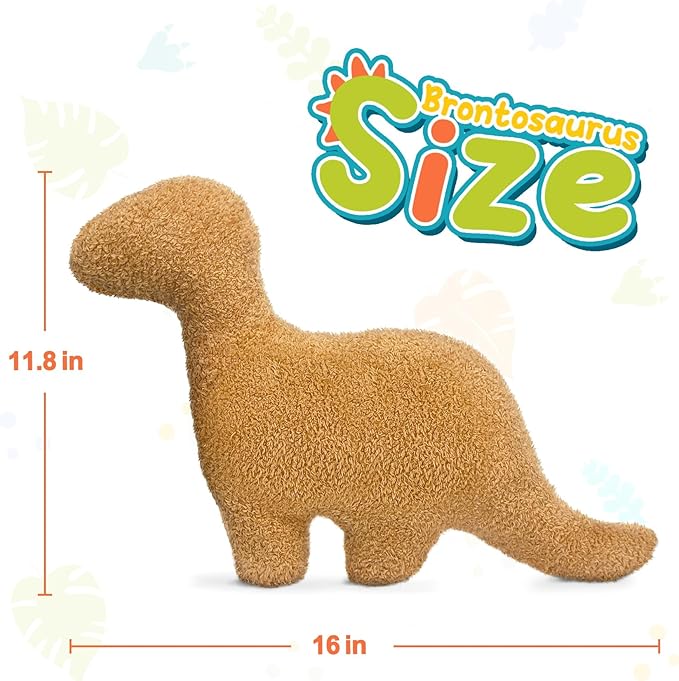 Dino Nugget Pillow Birthday Gifts for Boys Girls, Dinosaur Chicken Nuggets Pillow Plush Funny Gifts for Teens, Dinosaur Stuffed Animal Cute Dinosaur Gifts for Kids Aduls (Small, Brontosaurus)