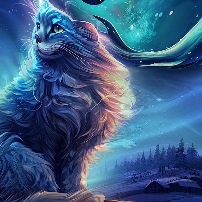 AILONEN 3D Kawaii Cat Shower Curtain Set,Cat Lovers Animal Waterproof Fabric Bath Curtain for Kids Girls,Jumping Dolphin Shower Curtain,Starry Night Shower Curtains for Bathroom Decor, 72" W*78" H