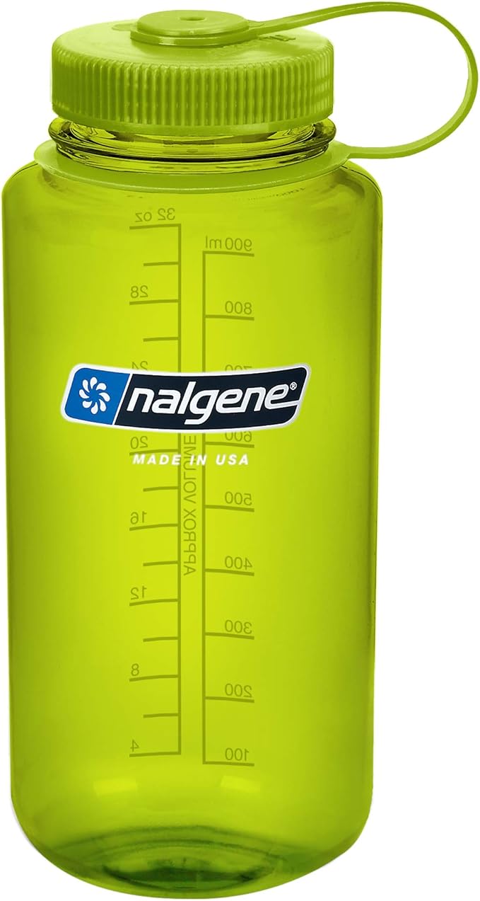 Nalgene Sustain Tritan BPA-Free Water Bottle Made with Material Derived from 50% Plastic Waste, 32 OZ, Wide Mouth, Spring Green