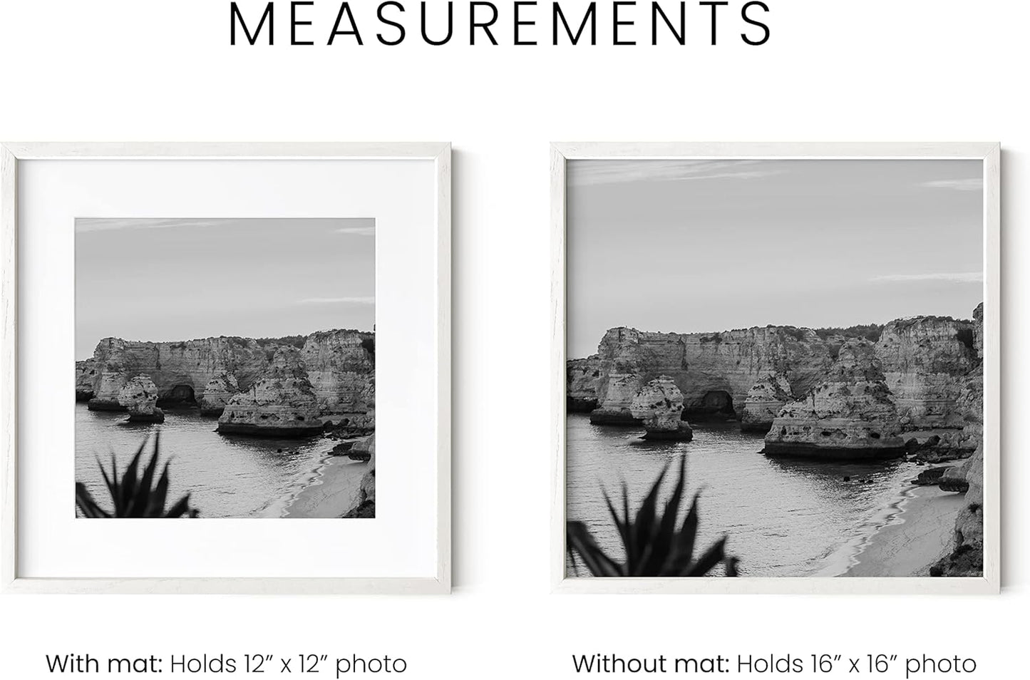 HAUS AND HUES Solid Oak Wood 16â€x16â€ Picture Frames Matted to 12â€x12â€ Set of 3-16x16 Square White-Poster Frames, Square Frames 16x16 for-Wall, White Wood Picture Frames, 16 x 16 Matted White Frames