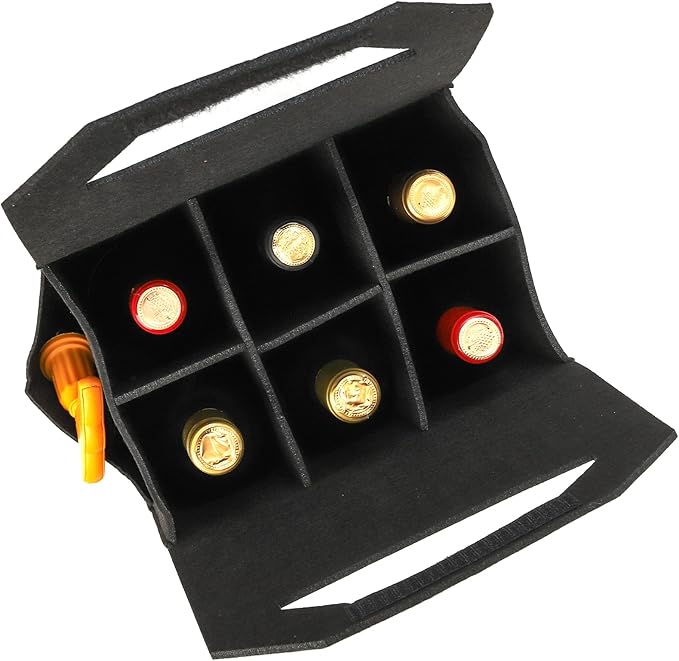 Peohud 6 Bottle Wine Carrier Tote, 3 Pack Thick Felt Wine Bottle Bags with Removable Divider, Portable Wine Gift Bag Reusable Grocery Bags for Travel, Camping, Picnic, Perfect Wine Lover Gift