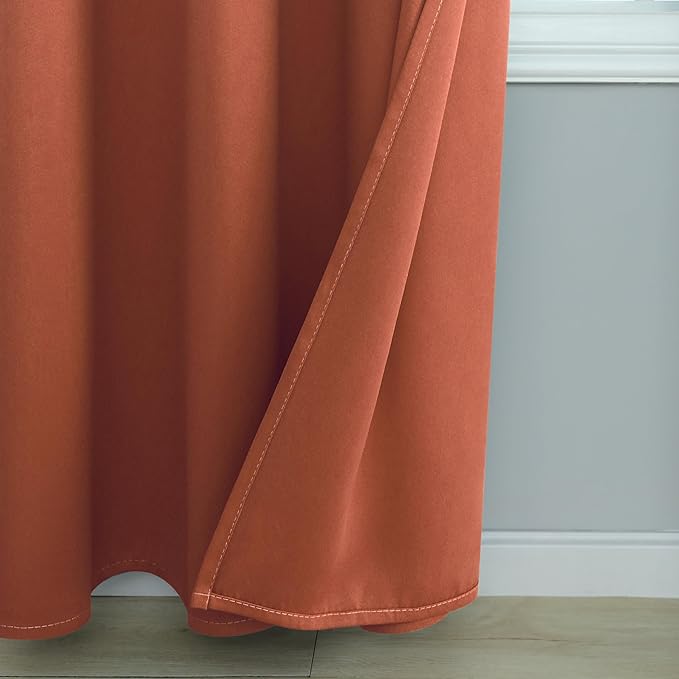 Mrs.Naturall Burnt Orange Curtains 42x54 Inches Long for Dining Room 2 Panels Blackout Room Darkening Curtain for Bedroom