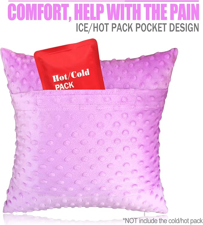 Heart Surgery Recovery Pillow for After Heart Surgery Open Heart Surgery Gifts Triple Bypass Heart Transplant Cough Pillow with Pocket for Cooling Pack, Minky Dot Lavender