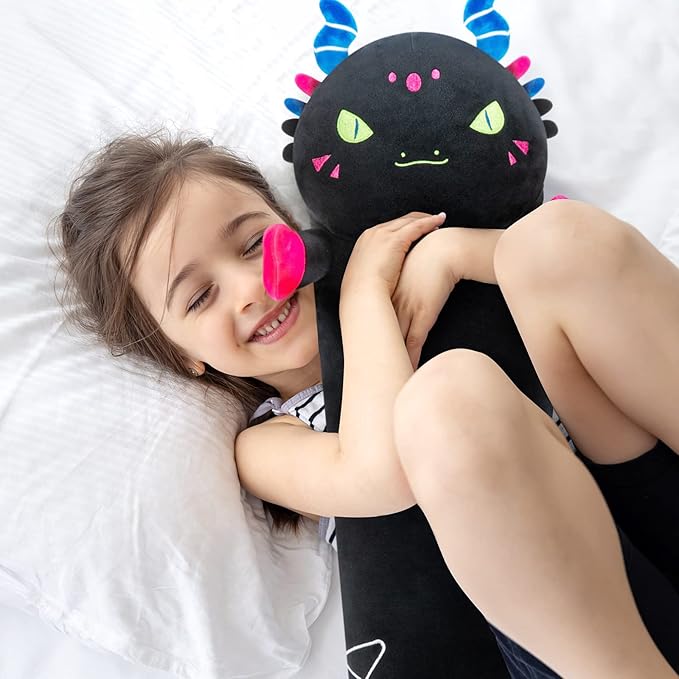 Long Dragon Plush Body Pillow, 44” Luminous Light Up Dinosaur Stuffed Animals Kawaii Night Light Plushies Pillow Glow in The Dark Gift for Girls Boys