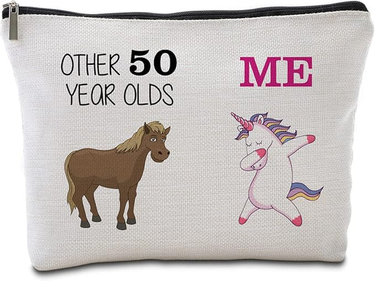 50th Birthday Gifts Women Travel Makeup Bag Funny Unicorn Gift Bag Other 50 Year Old Me Unicorn Best 50 Birthday Decorations for Her 50th Birthday Gift Ideas
