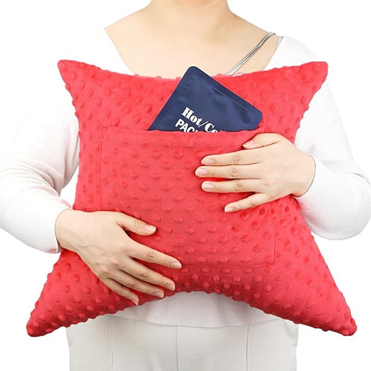 Heart Surgery Pillow Cough Recovery Pillows with 2 Pockets for Open Heart Surgery Bypass Mastectomy Breast Cancer Lumpectomy Chemo Port Pacemaker Broken Ribs Must Have Gifts Minky Dot Red