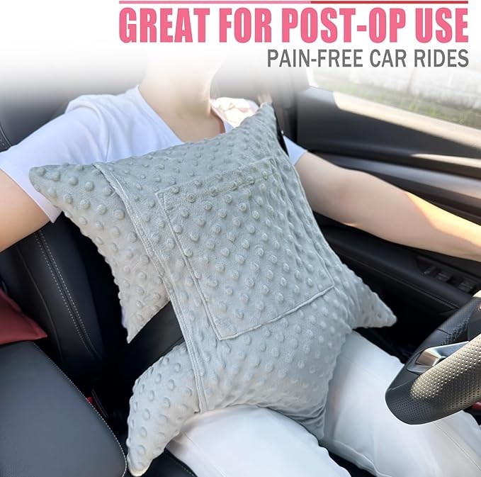 Star Hysterectomy Abdominal Pillows with 2 Pockets, Stomach Pillow after Surgery C-Section Tummy Tuck Support Gifts with Hands Placement Pouch Endometriosis Comfort Recovery Women Men Gray