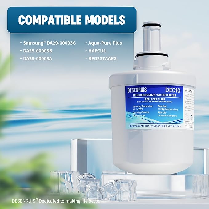 Water Filter Replacement Compatible with Samsung DA29-00003G, DA29-00003B, DA29-00003A, Aqua-Pure Plus, HAFCU1, RFG237AARS, FMS-1, RS22HDHPNSR, RSG257AARS, WSS-1, Pack of 3
