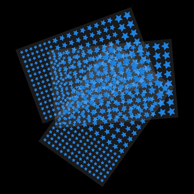 MECCANIXITY Glow in The Dark Star Decals Decor Blue Wall Stickers for Ceiling Bedroom Bedding Room 6 Set