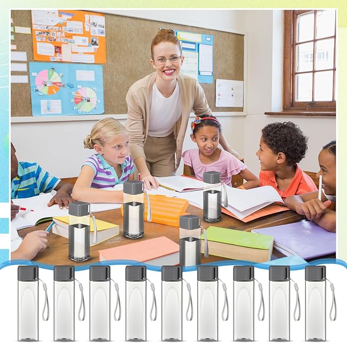 Mifoci 20 Pieces Water Bottle Bulk 17 oz Plastic Water Bottles Bulk Gym Sports Adults Reusable Large Water Bottles for Outdoor Fitness(Grey,Rectangle)