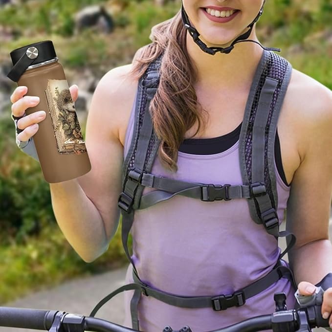 Cute Hedgehog Insulated Water Bottles with Handle, 20 Oz Stainless Steel Metal Water Bottle, Cold & Hot Water Bottle Travel Cup for Travel Camping Hiking