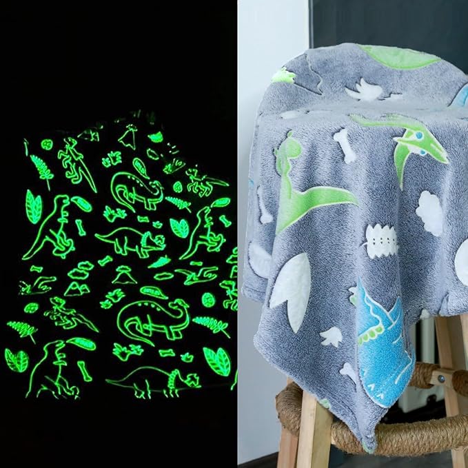Kids Blanket Sofa Blanket for Kids Glow in The Dark Kids Blanket Mini Dinosaur Blanket for Kids Toddlers