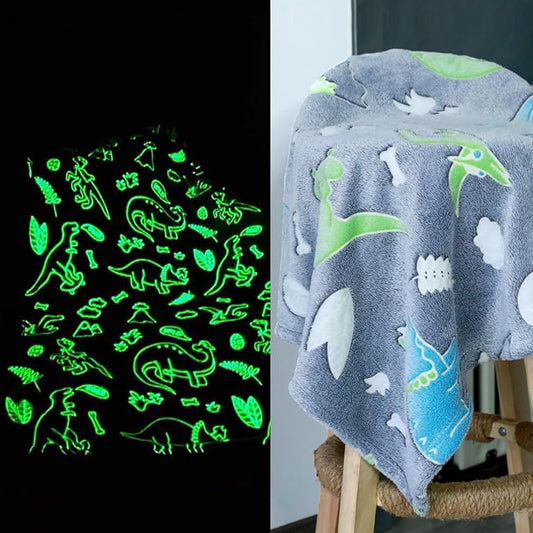 Kids Blanket Sofa Blanket for Kids Glow in The Dark Kids Blanket Mini Dinosaur Blanket for Kids Toddlers