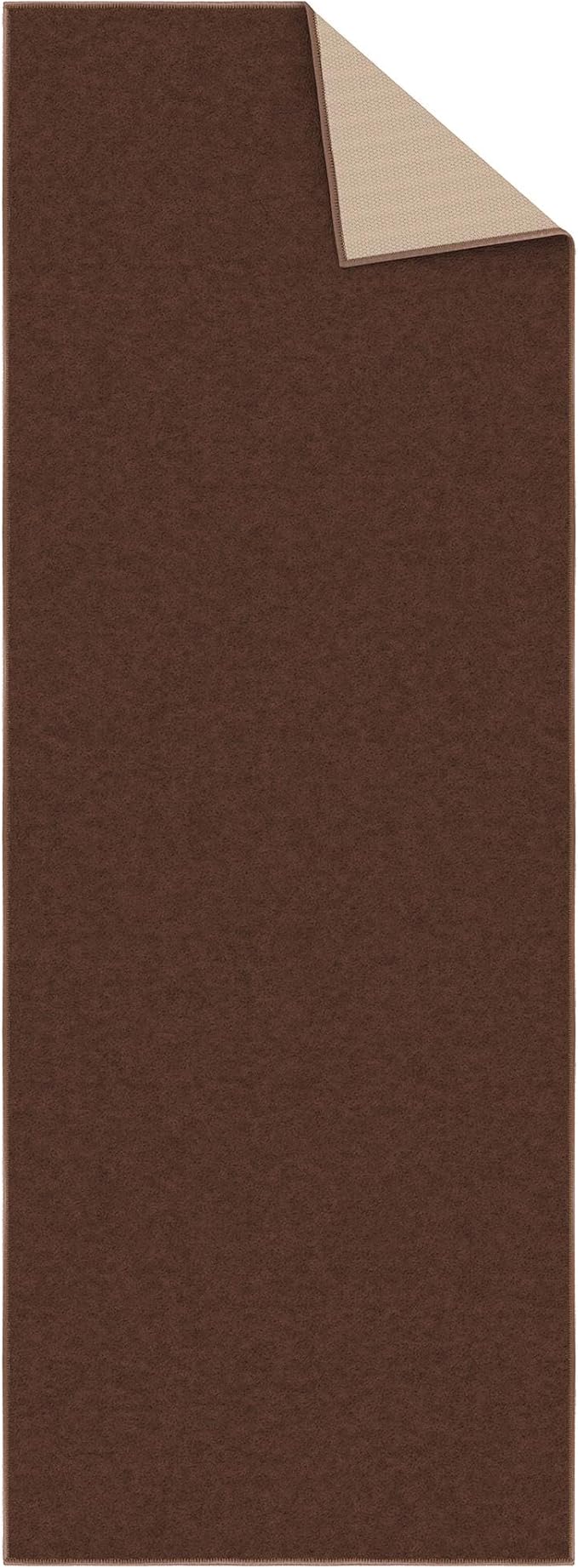 Machine Washable Modern Solid Design Non-Slip Rubberback 2x6 Traditional Runner Rug for Hallway, Kitchen, Bedroom, Living Room, 2'2" x 6', Brown