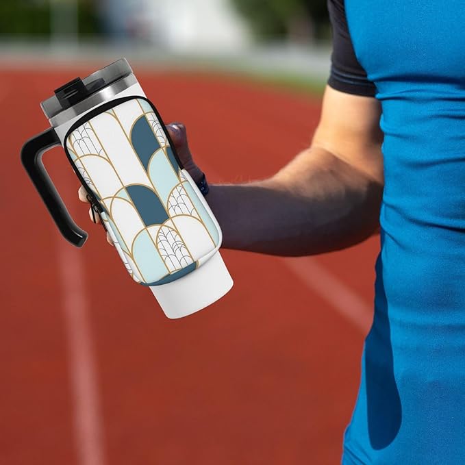 Water Bottle Pouch for Stanley Cup 40oz 30oz,Personalized Gym Purse for Men Women, Tumbler Pouch with Versatile Pocket Water Bottle Bag for Cards, Keys, Phone Botanical Leaf