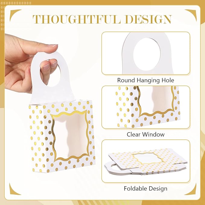 ISKYBOB 20PCS Wine Bottle Box with Window, Kraft Paper Wine Boxes for Birthday Gifts Hanging Wine Treat Box Mini Charcuterie Boxes Champagne Bottles Gift Boxes Candy Box for Party Favor (White Gold)