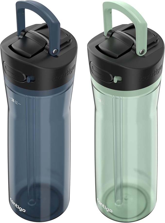 Contigo Ashland 2.0 AUTOSPOUT Water Bottle, 24 oz, 2-Pack, Blueberry; Agave