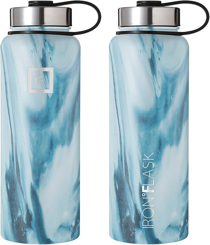 IRON °FLASK Sports Water Bottle - 40 Oz 3 Lids (Wide Spout Lid), Leak Proof - Stainless Steel Gym & Sports Bottles for Men, Women & Kids - Double Walled, Insulated Thermos, Mothers Day Gifts for Mom